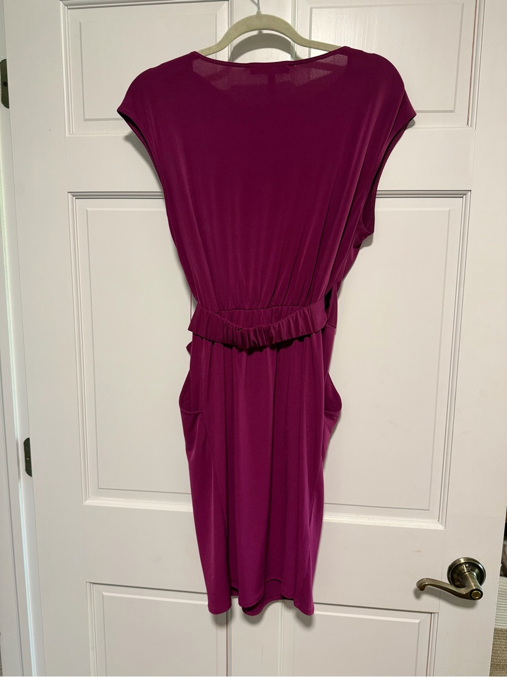 BCBG Paris Draped Cowl Neck Pocket Dress Plum Purple Size S - Picture 3 of 7
